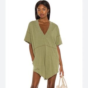 LIKE NEW Free People Olive Green Adventurer V-Neck Why Not Romper Medium